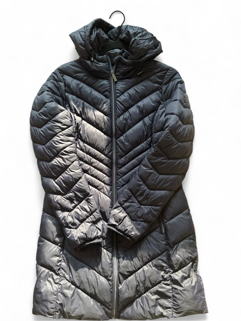 Michael Kors Navy Blue Quilted Long Puffer Coat